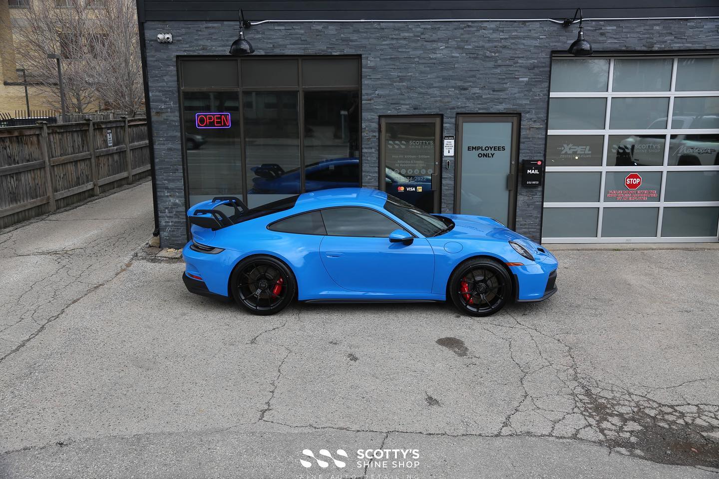 Porsche 911 GT3 Xpel Ultimate Plus ppf Xpel Prime XR Plus Ceramic window tint side view London Ont