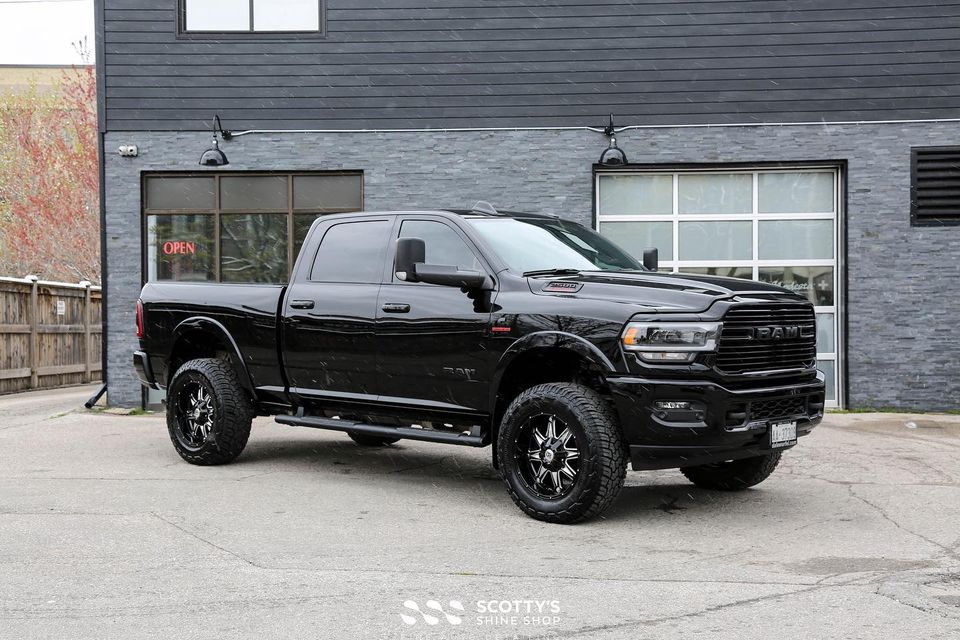 Big, black and beautiful! This Dodge Ram was at the shop for our Ultimate Package and paint correction