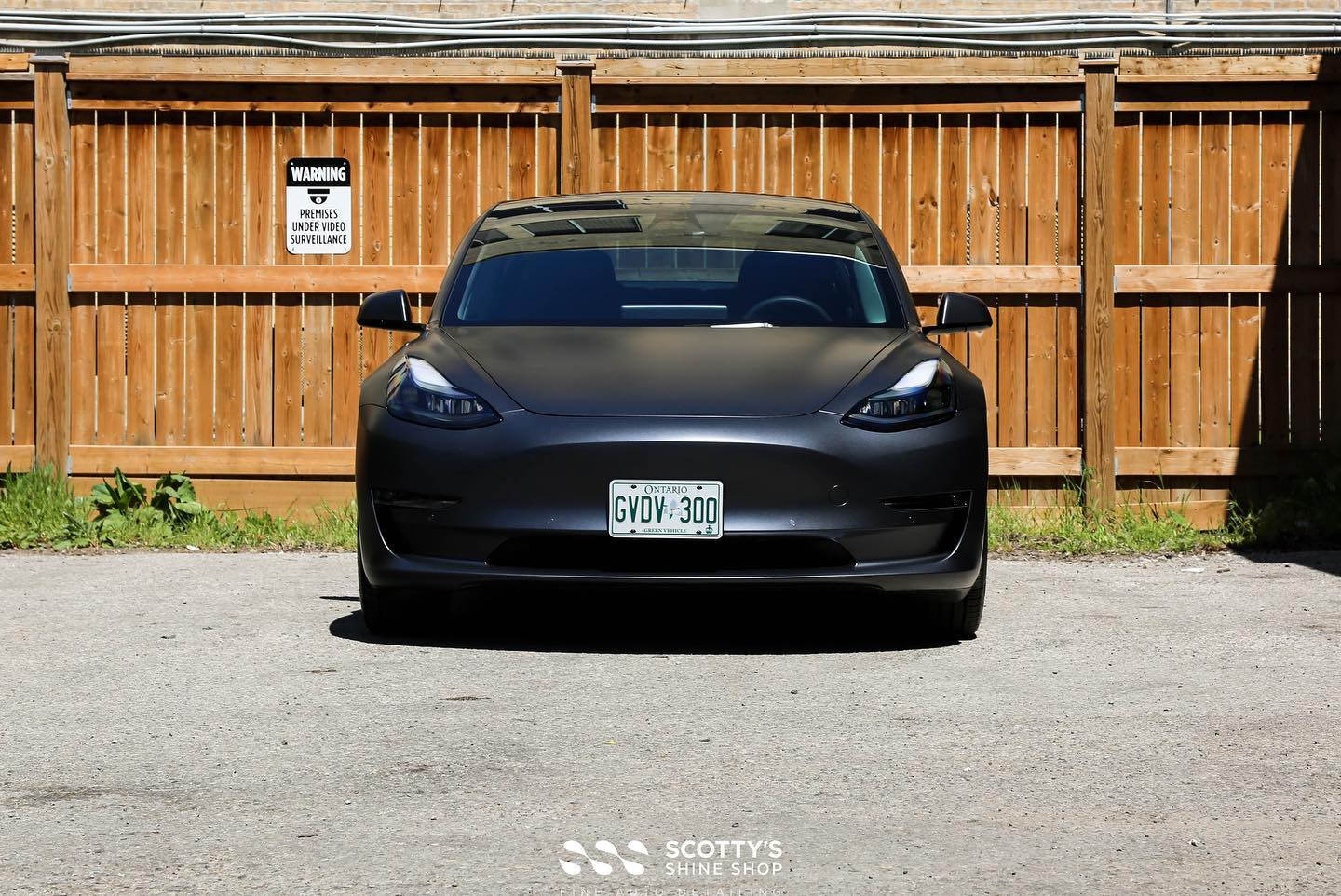 esla Model 3 Xpel Stealth matte paint protection film, Xpel Prime XR Plus ceramic window tint, Xpel Fusion Plus ceramic coating front view London ON