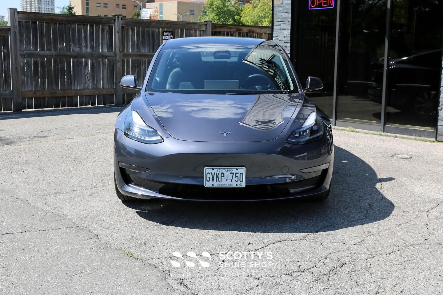 Tesla Model Y Xpel Ultimate Plus Paint Protection Film front end view London, ON