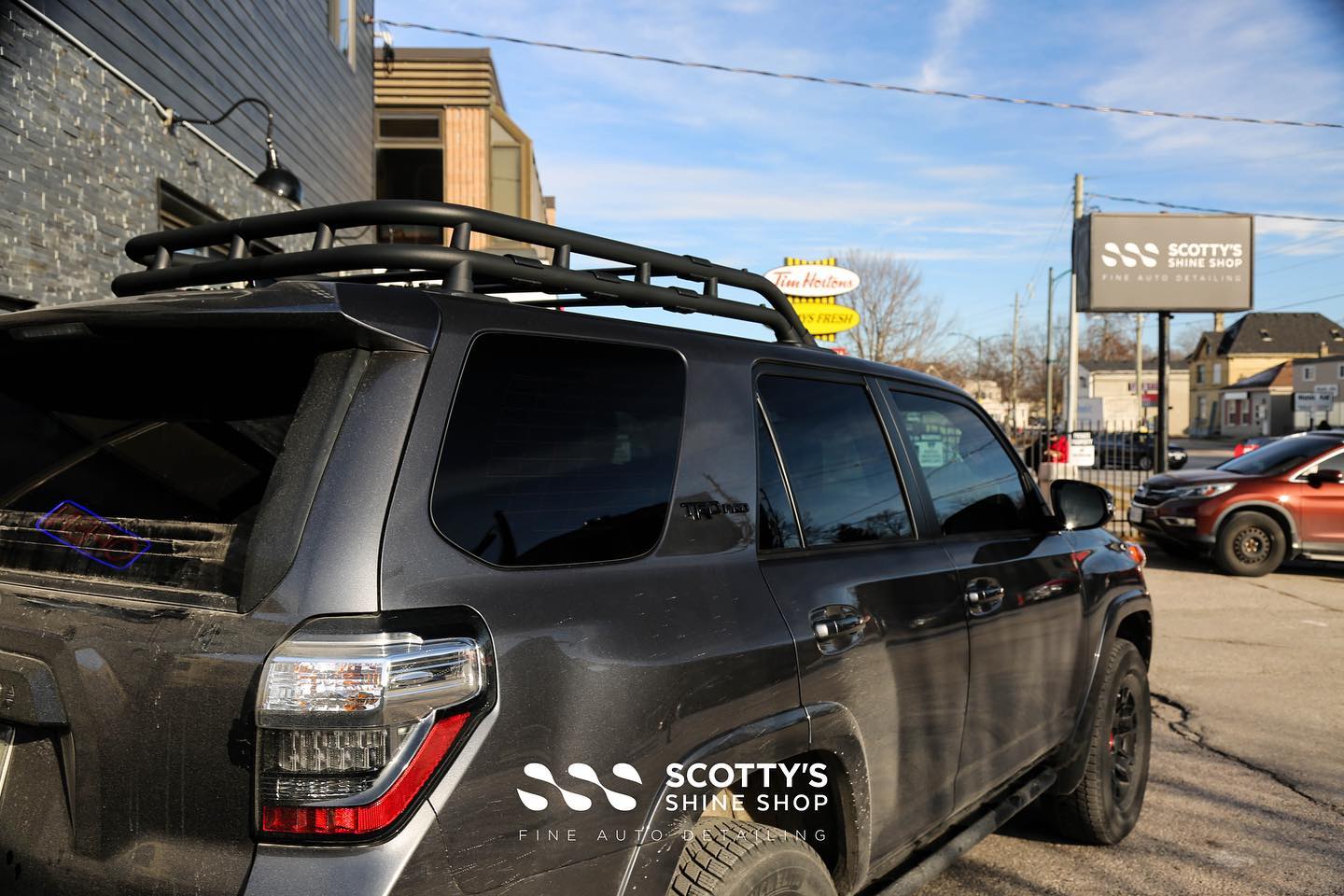 Toyota 4Runner Xpel Prime XR+ Ceramic Window Tint rear side panel close up London, Ontario