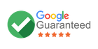 A google guaranteed logo with a check mark and five stars.