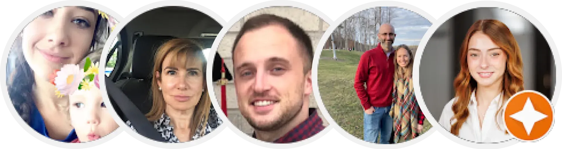 Five people in round profile images.