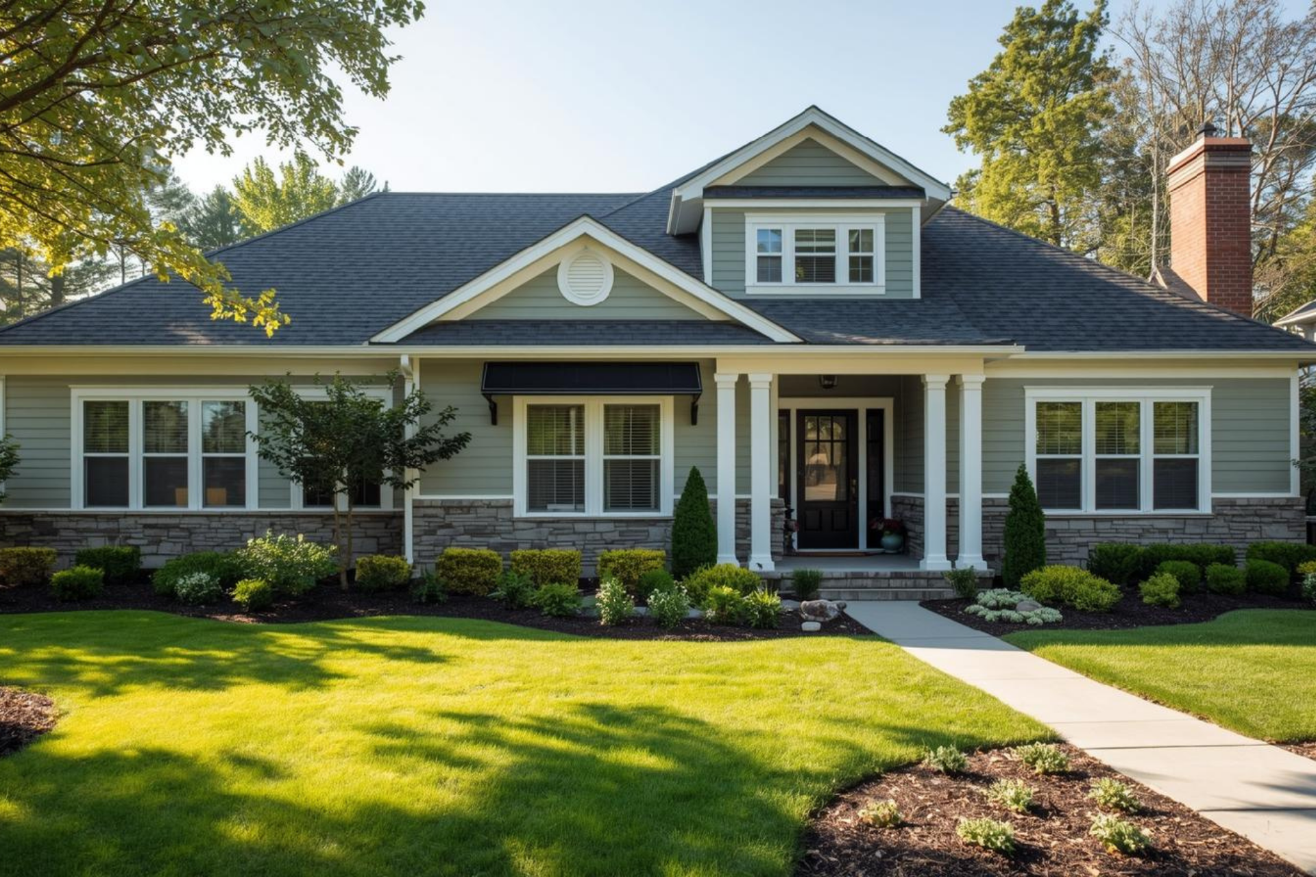 A teal range stove centered in a kitchen with gray cabinets, white tile backsplash, and wooden shelves.
