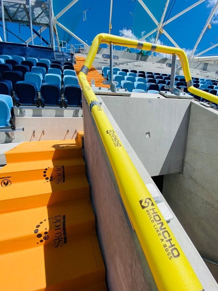 Honcho Rail Guard protecting metal hand railings - Sydney Football Stadium - John Holland