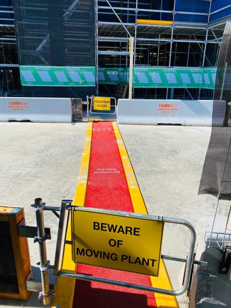 Honcho Boss Mat HD proving a high vis non-slip safety walkway mat - Sydney Football Stadium - John Holland