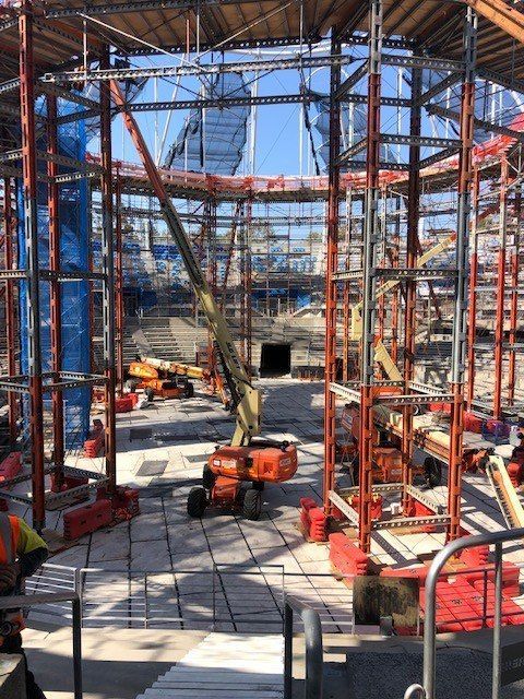 Honcho Boss Mat HD proving  surface protection for an existing centre court on  Ken Rosewall Arena - AW Edwards