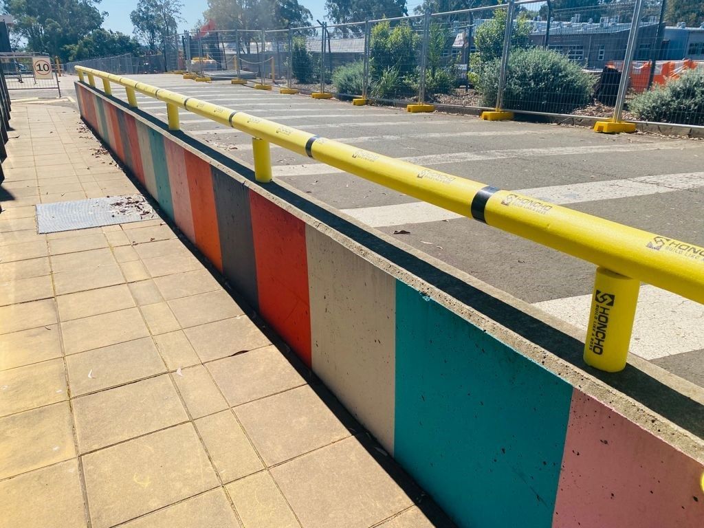 Honcho Rail Guard protecting metal hand railing on the Powerhouse project Castle Hill - Taylor