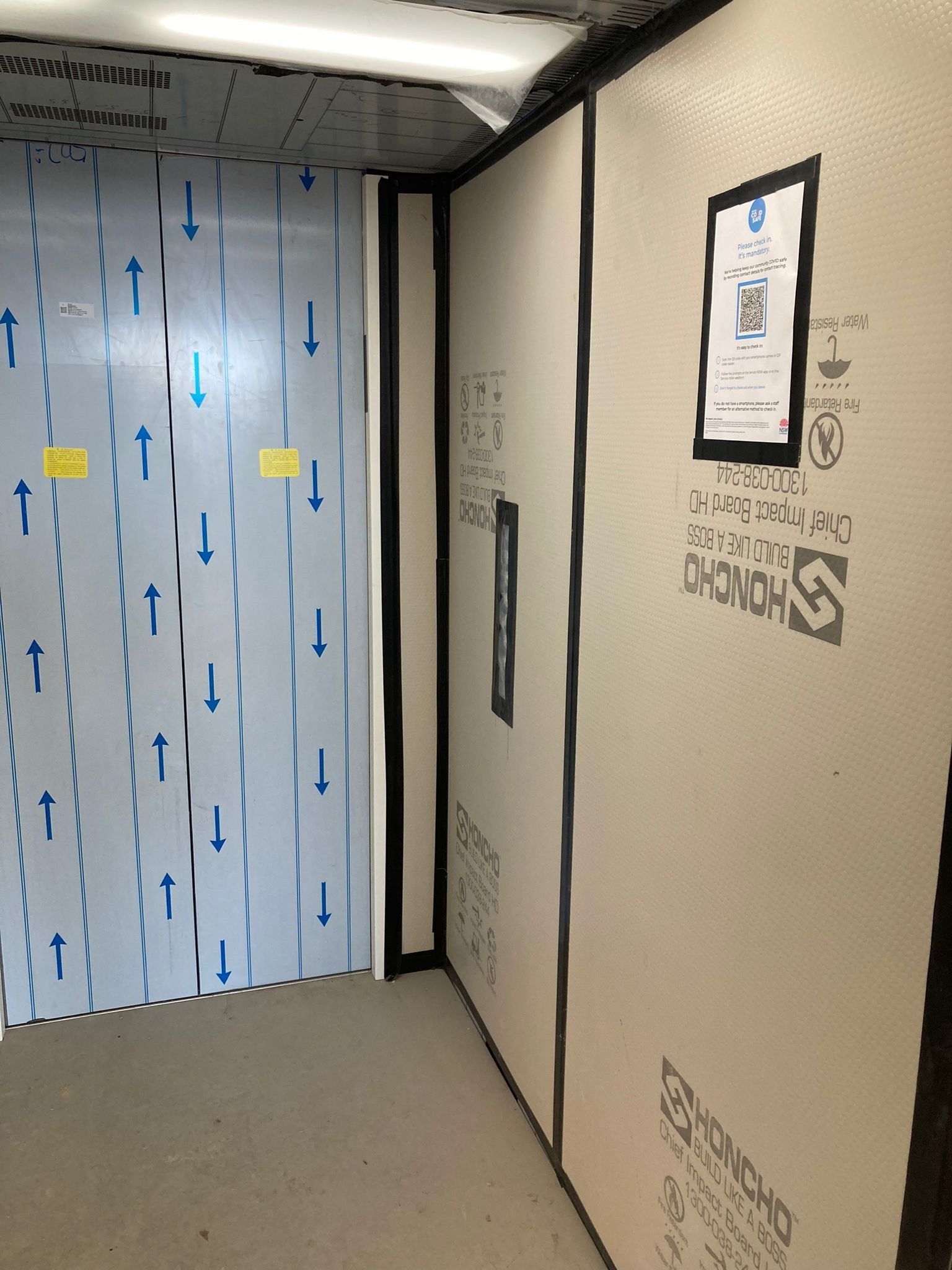 Honcho Chief Board HD protecting a lift interior: MN Builders - Darling Point