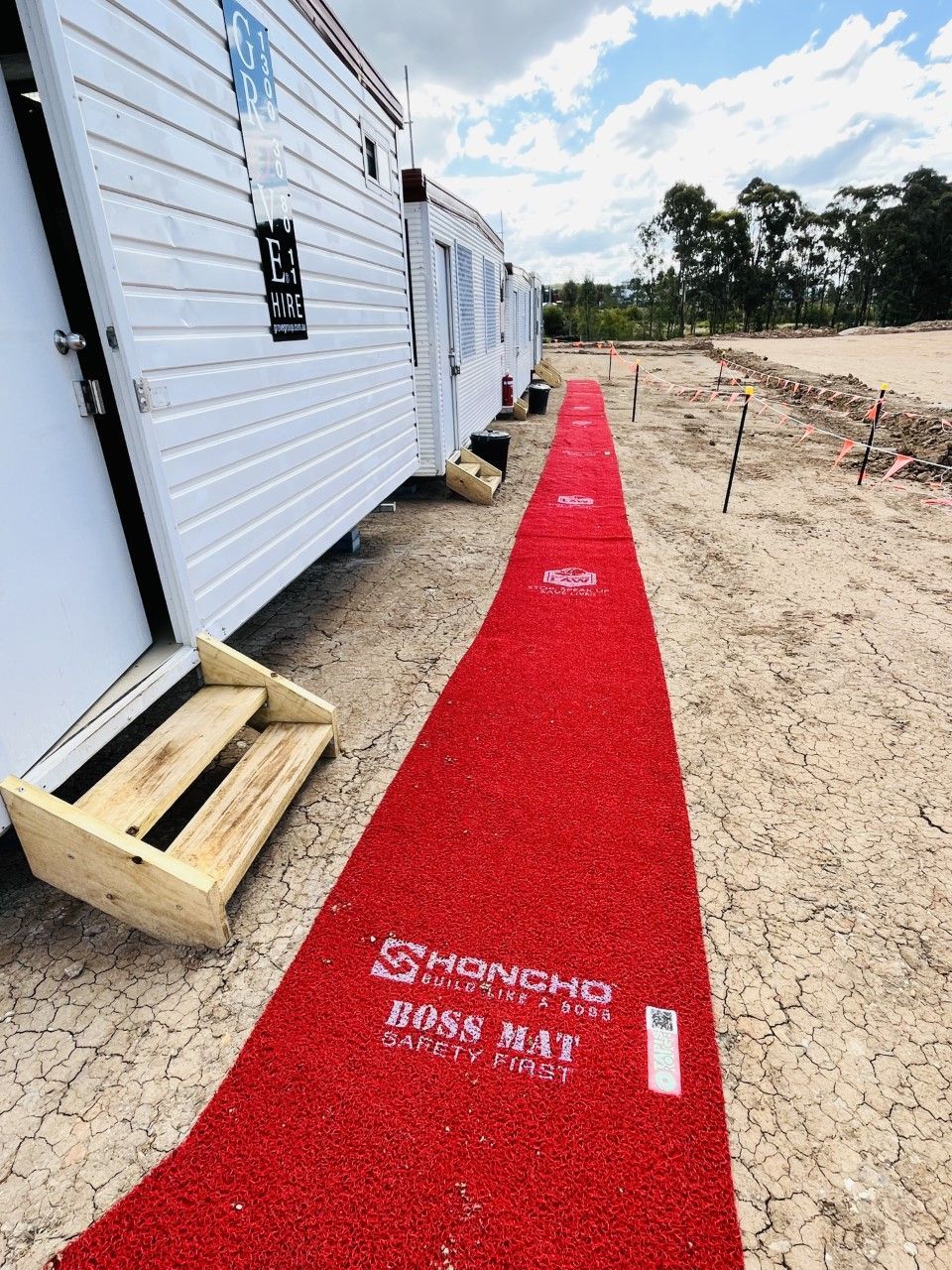 Honcho Boss Mat HD over mud outside site sheds