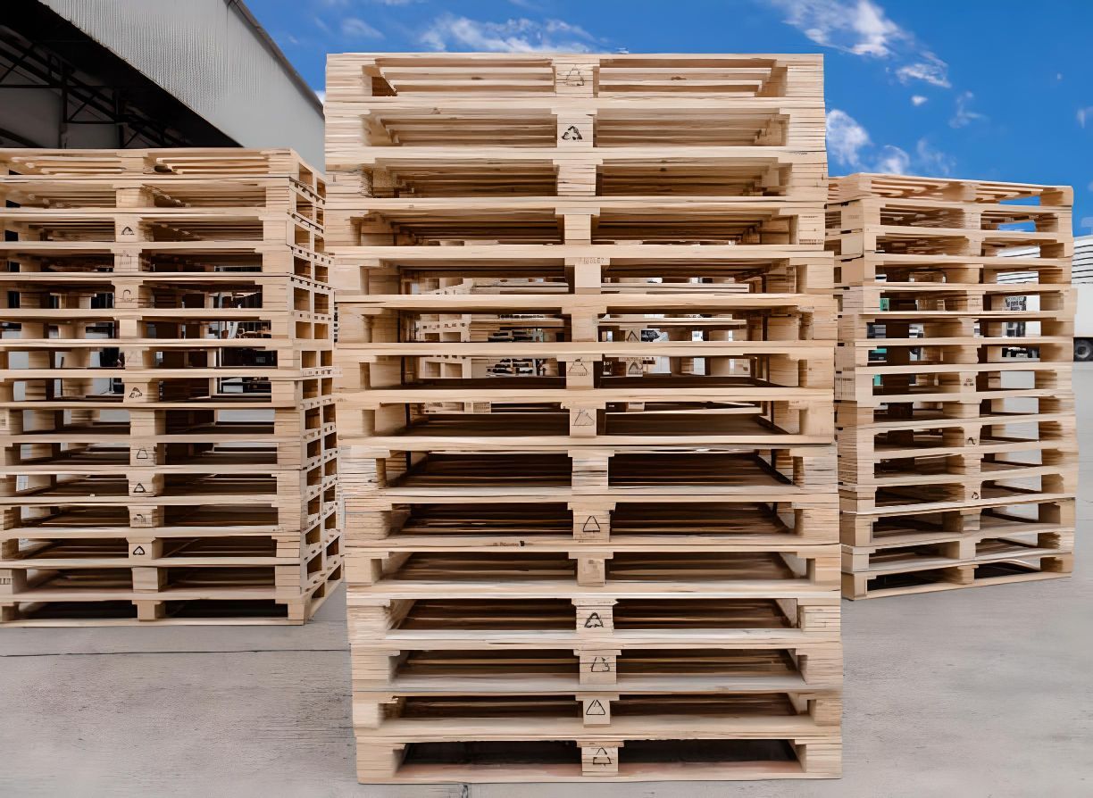 a stack of wooden pallets with the letter a on them