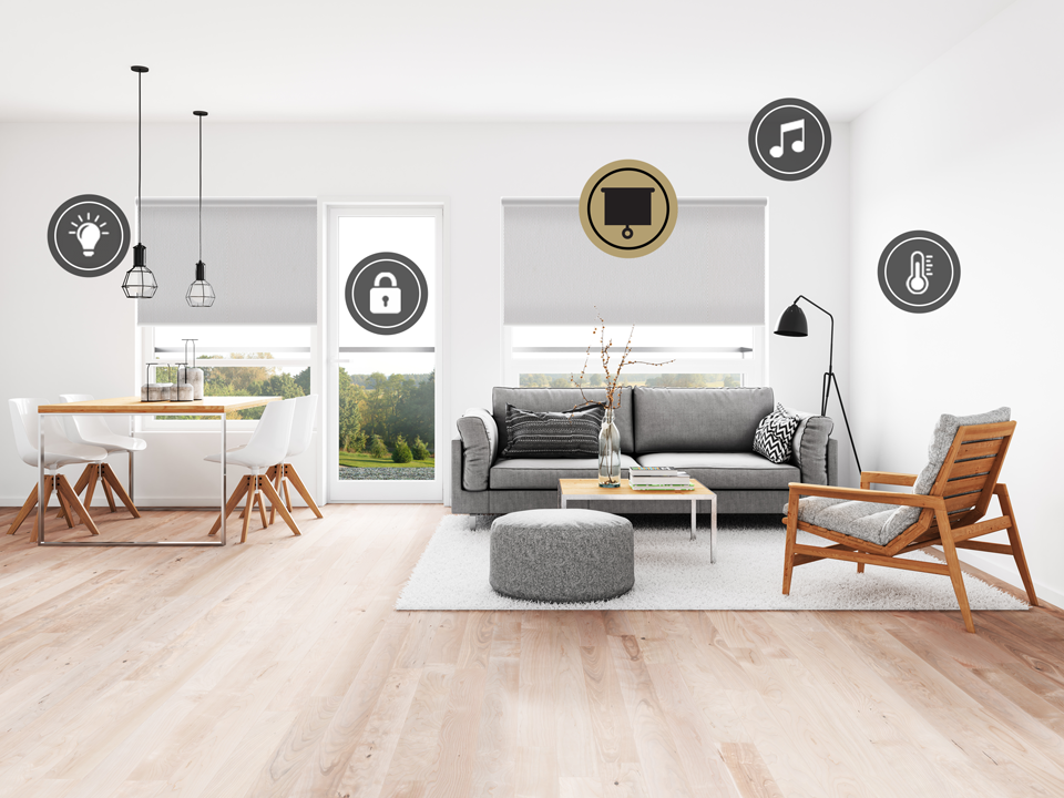 White Roller Blinds Partially Covering a Window, With Greenery Visible Outside — Instyle Curtains & Blinds in Bungalow, QLD