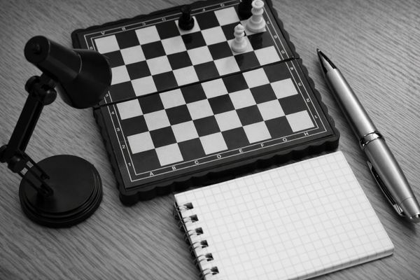 checker board on desk
