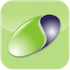 Ein grün-violettes Logo auf grünem Hintergrund.