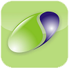 Ein grün-violettes Logo auf grünem Hintergrund.
