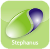 Ein grün-violettes Logo für Stephanus auf weißem Hintergrund.