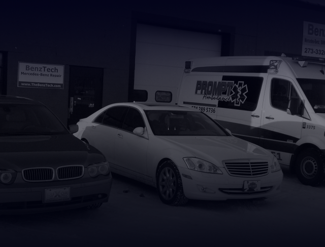 vehicles in front of auto shop | Benz Tech