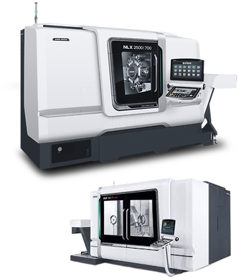 Two machines are sitting next to each other on a white background.