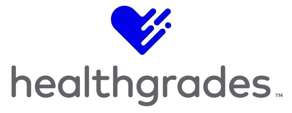 The logo for healthgrades is a blue heart with a t on it.