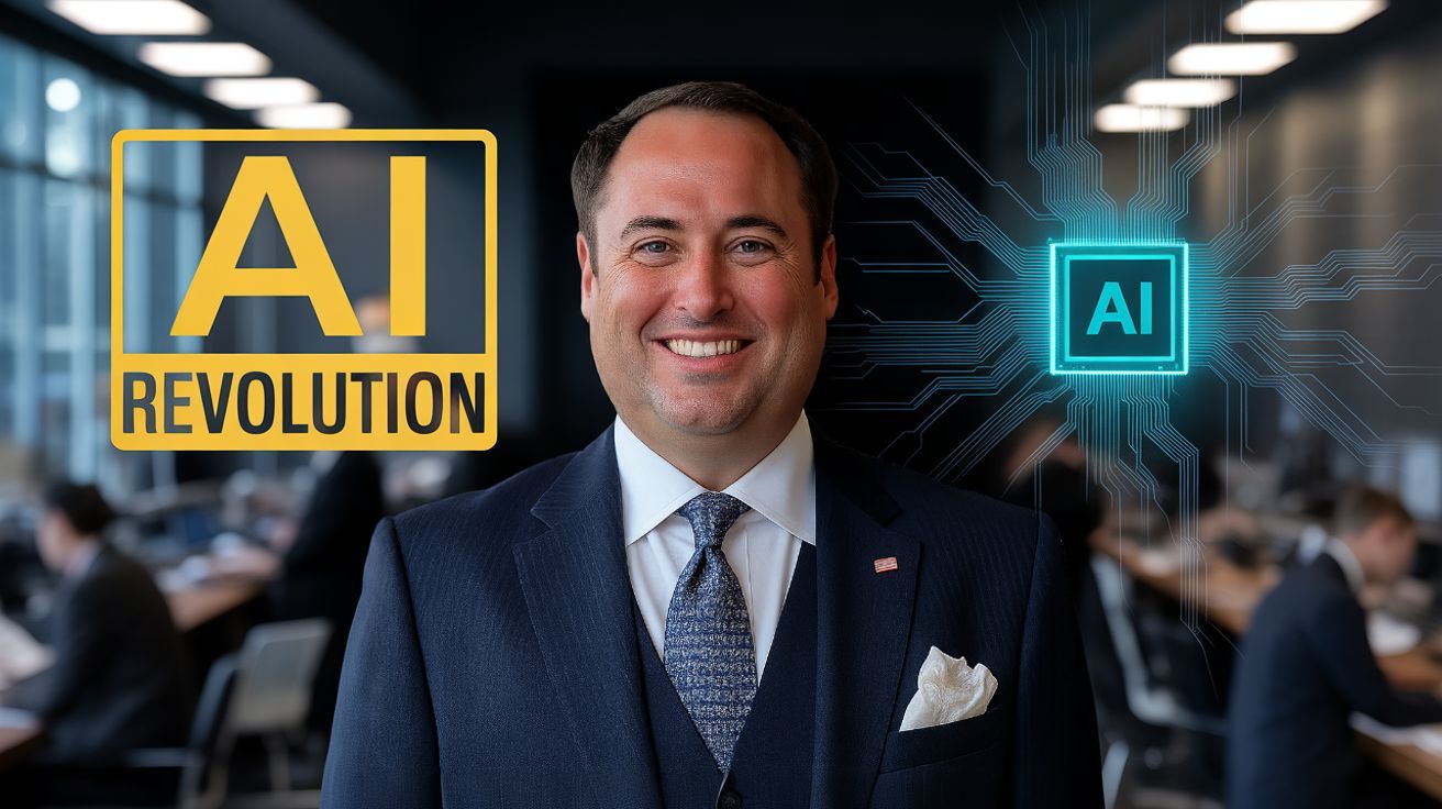 Man in suit smiles, with 