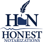 The logo for Honest Notarizations has a feather in the middle of it.