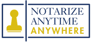 A logo for a company called notarize anytime anywhere