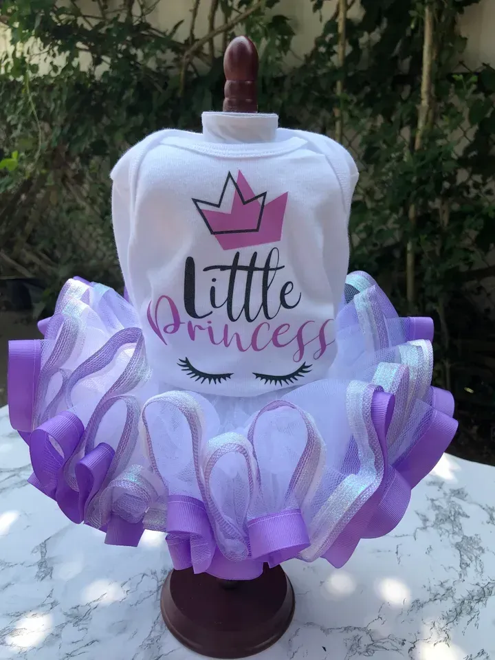 White baby bodysuit and tutu set with