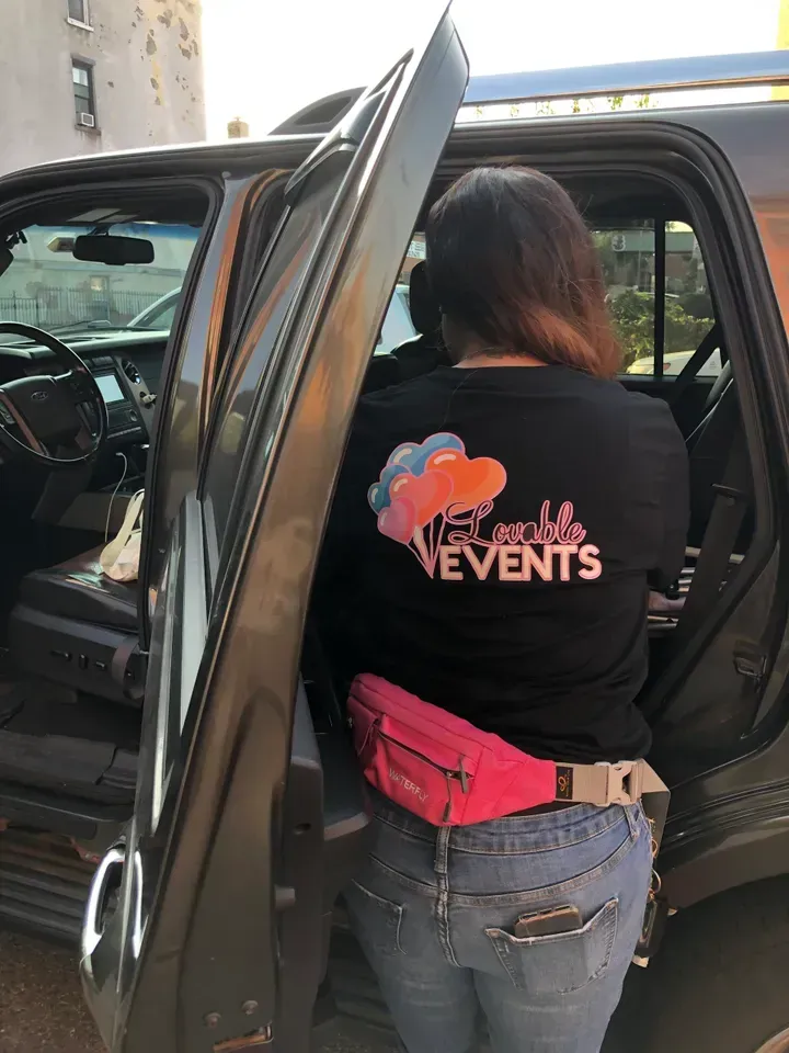 Person wearing a black shirt with