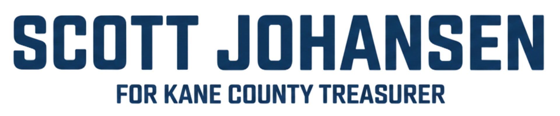 Logo for Scott Johansen for Kane County Treasurer with scales of justice and outlines of states.