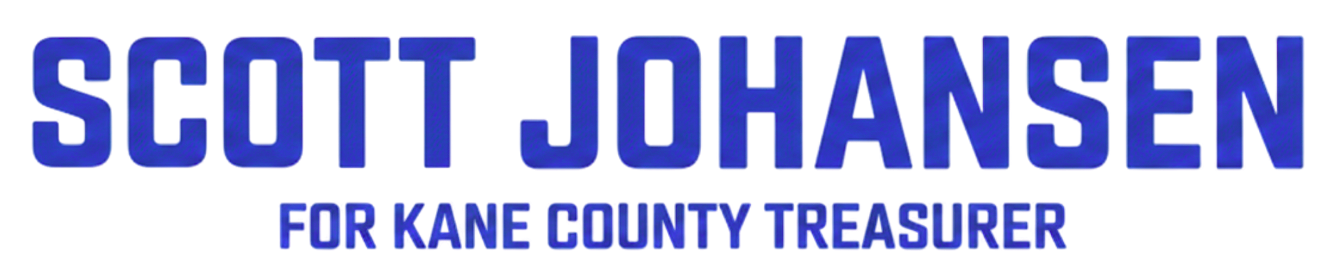 Logo for Scott Johansen for Kane County Treasurer with scales of justice and outlines of states.
