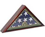 A triangle-shaped box containing a U.S. flag.