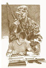 illustration of military troop with weapon