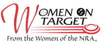 A logo for women on target from the women of the NRA.