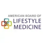 The logo for the american board of lifestyle medicine.