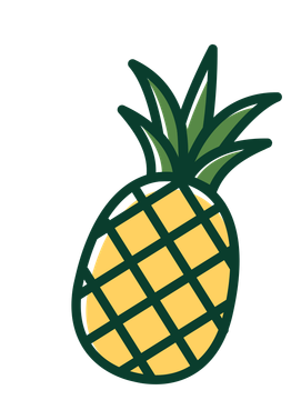 A pineapple with green leaves on a white background.