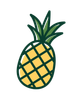 A pineapple with green leaves on a white background.