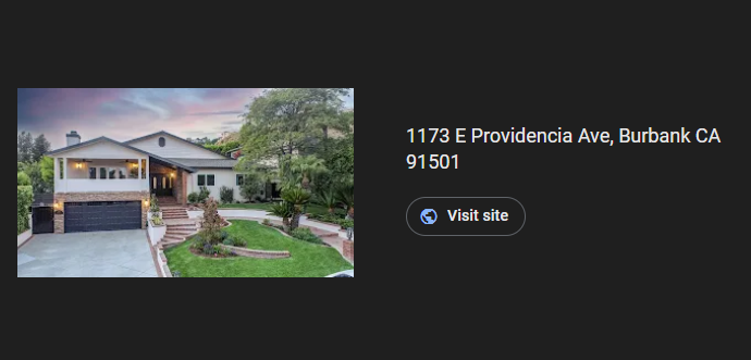 Exterior view of a house at 1173 E. Providencia Ave, Burbank, CA, with a 