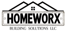 Homeworx Building Solutions LLC logo with a roof and ruler design.