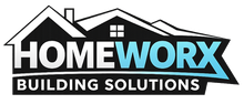 Homeworx Building Solutions LLC logo with a roof and ruler design.