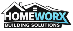 Homeworx Building Solutions LLC logo with a roof and ruler design.