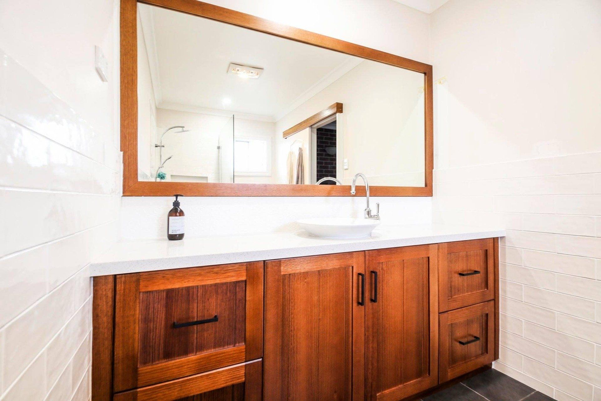 Bathroom Vanity with Wooden Cabinet — Crispin Cabinetmakers in South Grafton, NSW