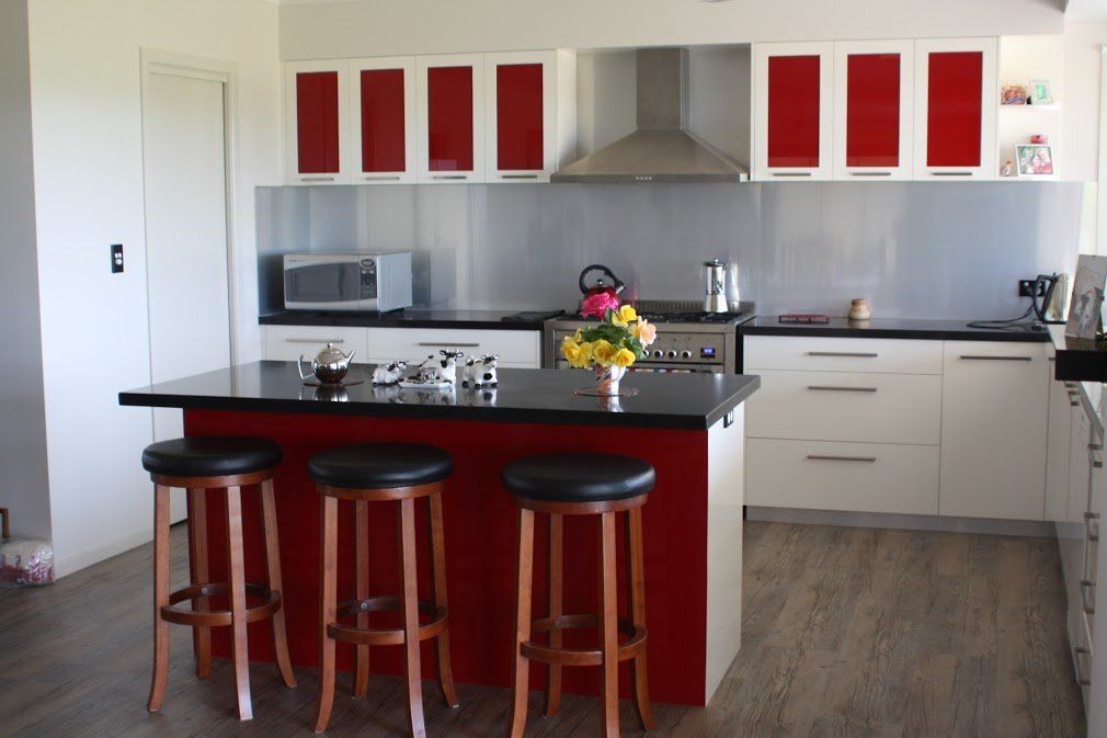 White & Red Kitchen — Crispin Cabinetmakers in South Grafton, NSW