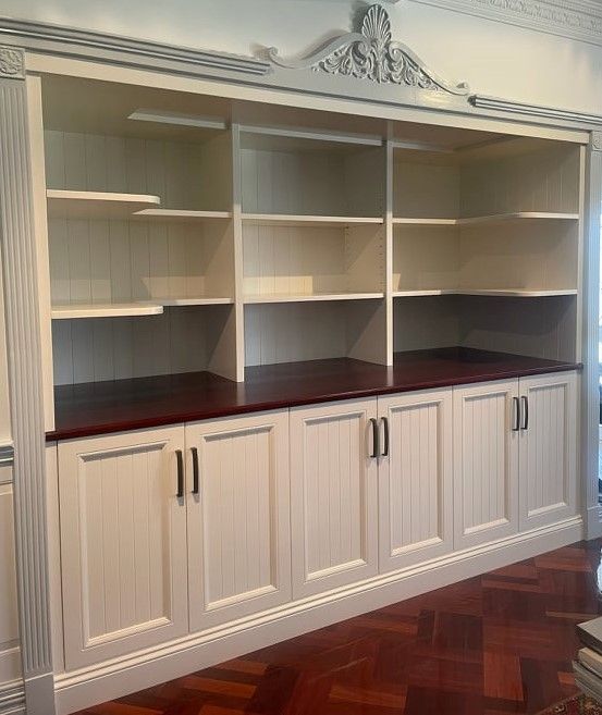 A Tall White Wooden Shelf — Crispin Cabinetmakers in Woolgoolga, NSW