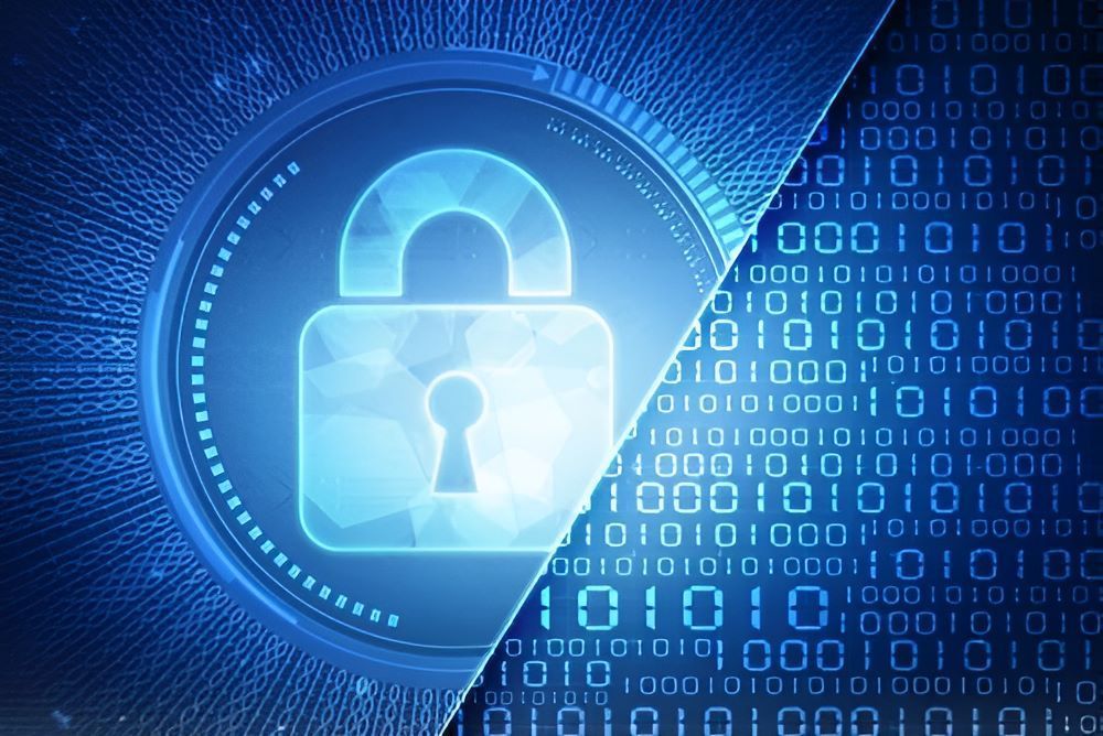 A Padlock is Surrounded by Binary Code on a Blue Background — Darwin Lock & Key In Coconut Grove, NT