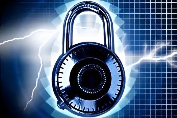 A Padlock With a Lightning Bolt Behind It — Darwin Lock & Key In Coconut Grove, NT