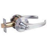 A Stainless Steel Door Handle With a Key on It — Darwin Lock & Key In Coconut Grove, NT