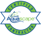 A certified aquascape contractor logo with a ribbon around it.