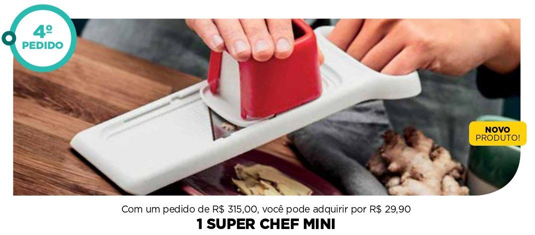 Imagem dos produtos do quarto pedido do kit inicial,  1 tupper chef mini