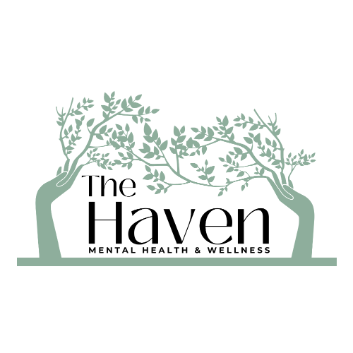 A logo for the haven mental health and wellness with a tree in the background.