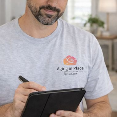 Aging in Place North Carolina worker in grey shirt with an 